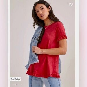 Altar’d State Faded Red Ruffle Short Sleeve
